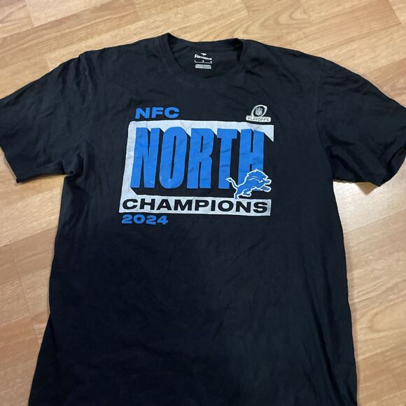 Detroit Lions NFL 2024 NFC North Champions Mens Black T-Shirt Size Large - Picture 2 of 5